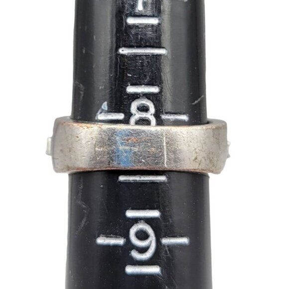 Cubic Zirconia CZ Cocktail Statement Ring Faceted Silver Tone Setting Size 8.25 - Picture 8 of 9